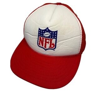 Vintage NFL Hat Truckers Cap Retro Snapback Mesh Red White One Size Rare‎